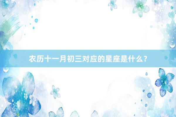 农历十一月初三对应的星座是什么？